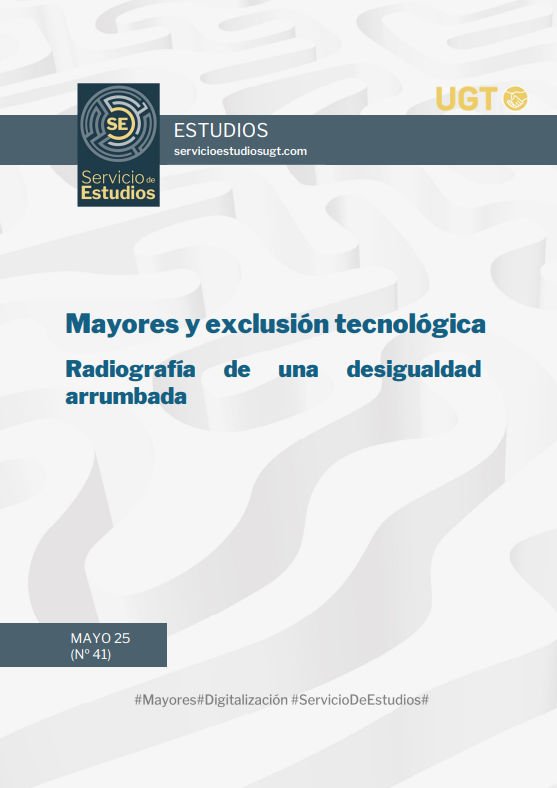 Reproducci&oacute;n total de la portada del documento 'Mayores y exclusi&oacute;n tecnol&oacute;gica. Radiograf&iacute;a de una desigualdad arrumbada.'