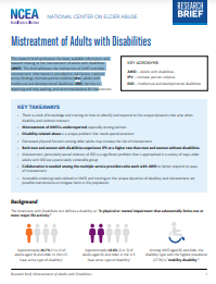 Reproducción parcial de la portada del documento 'Mistreatment of Adults with Disabilities' (National Center on Elder Abuse, 2022)