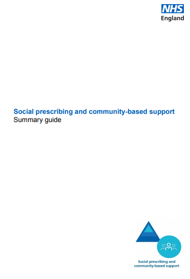 Social prescribing and community-based support (NHS England, 2019)