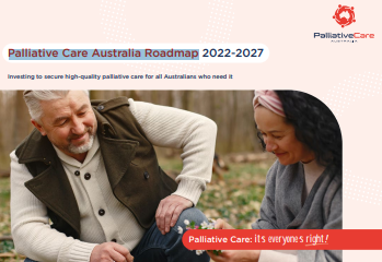 'Palliative Care Australia Road Map 2022-2027' (Palliative Care Australia, 2022) dokumentoaren azalaren zati bat erreprodukzioa