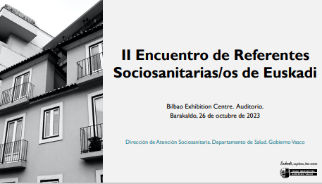 Reproducci&oacute;n parcial de la portada del documento 'Ponencias del II Encuentro de Referentes Sociosanitarios de Euskadi (2023): Despliegue del Decreto de  Gobernanza Sociosanitaria'