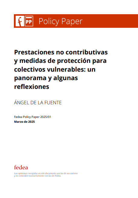 Reproducci&oacute;n total de la portada del documento 'Prestaciones no contributivas y medidas de protecci&oacute;n para colectivos vulnerables: un panorama y algunas reflexiones'