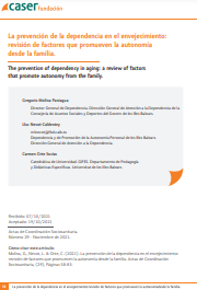 Portada del documento La prevención de la dependencia en el envejecimiento: revisión de factores que promueven la autonomía desde la familia (Actas de Coordinación Sociosanitaria nº29, Fundación Caser, 2021).