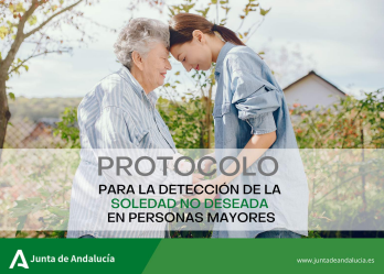 'Protocolo para la detección de la soledad no deseada en personas mayores'  (Junta de Andalucía, 2021)  dokumentoaren azalaren zati bat erreprodukzioa