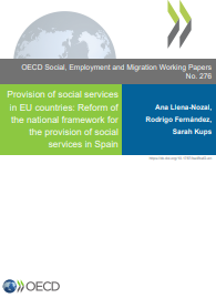 Reproducci&oacute;n parcial de la portada del documento 'Provision of social services in EU countries: Reform of the national framework for the provision of social services in Spain' (OCDE, 2022)