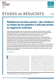 Ondorengo dokumentuaren azalaren erreprodukzio partziala: R&eacute;sidences-services seniors: des r&eacute;sidents au niveau de vie sup&eacute;rieur &agrave; celui des seniors en logements ordinaires (DREES, &Eacute;tudes et R&eacute;sultats. Mars 2023, n&deg; 1261)