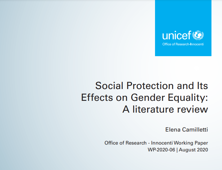 Social protection and its effects on gender equality: A literature review (UNICEF, 2020)