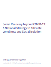 Imagen parcial de la portada del documento 'Social Recovery beyond COVID-19: A National Strategy to Alleviate Loneliness and Social Isolation' (Ending Loneliness Together, 2022)