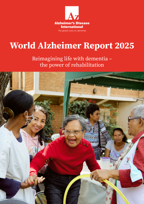 'World-Alzheimer-Report-2025.-Reimagining-life-with-dementia-the-power-of-rehabilitation' dokumentuaren azalaren erreprodukzio osoa