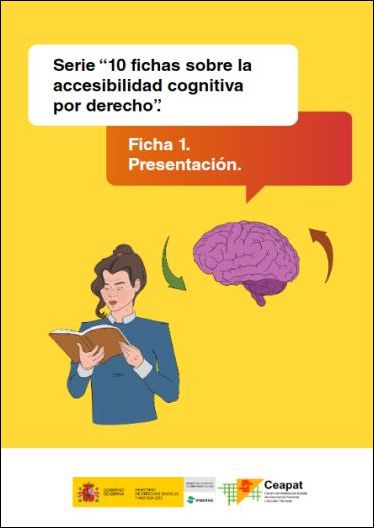 Portada de la serie de fichas sobre accesibilidad cognitiva, con dibujo de una chica leyendo un libro