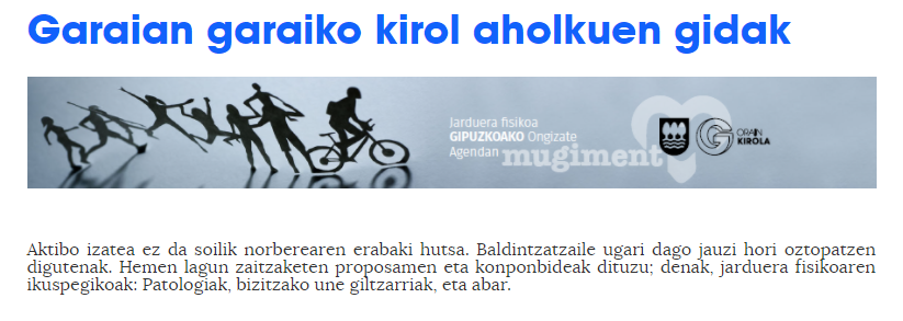 Irudia - Garaian garaiko kirol aholkuen gidak