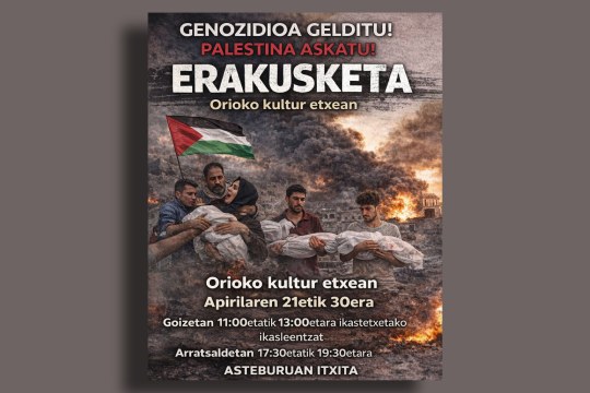 "Genozidioa gelditu! Palestina askatu!"