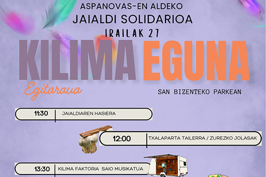 Kilima Eguna 2026 - Aspanovasen aldeko jai eta elkartasun eguna Kilima Eguna 2026 - Aspanovasen aldeko jai eta elkartasun eguna
