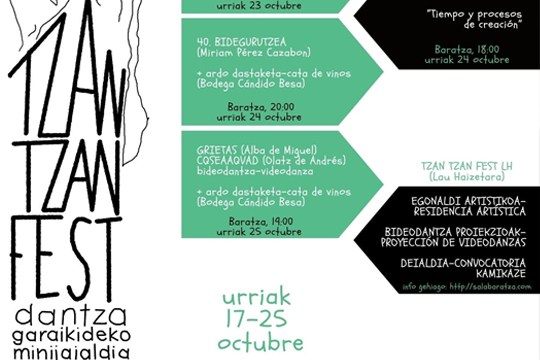 Tzan Tzan Fest 2026: coloquio "Artes esc&eacute;nicas y formas de hacer" + "40. Bidegurutzea"