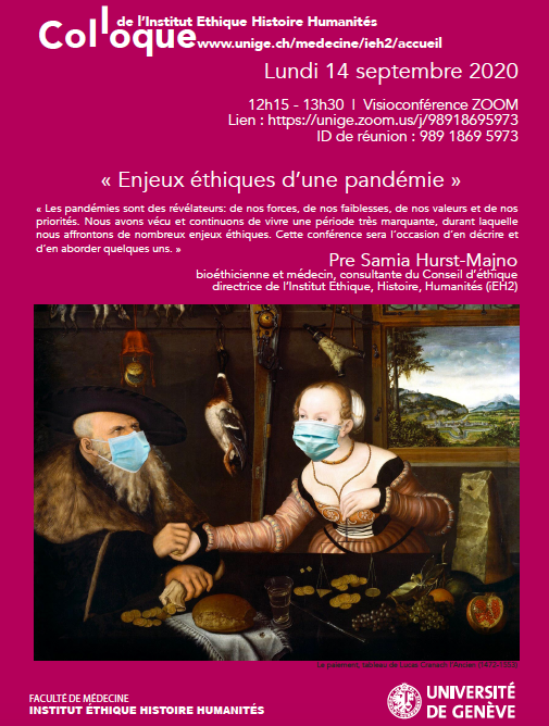 Enjeux &eacute;thiques d'une pand&eacute;mie (Universit&eacute; de Gen&egrave;ve)
