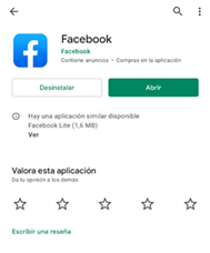 Imagen de los pasos para desinstalar o eliminar aplicaciones en Android 11. Buscar la aplicación en la PlayStore y seleccionar “Desinstalar”.