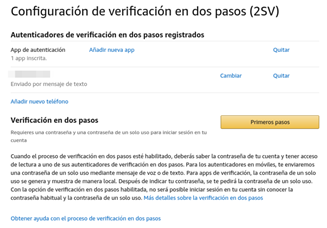 Autentifikazio bikoitzaren faktorea (2FA) aktibatzeko urratsen irudia Amazonen. Erregistratutako egiaztapen-autentifikatzaileen artean aukeratzea.