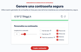Imagen que muestra un generador autom&aacute;tico de contrase&ntilde;as robustas.