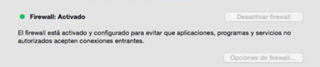 Imagen de otro de los pasos para activar o desactivar el Firewall en MAC OSX 10.14.