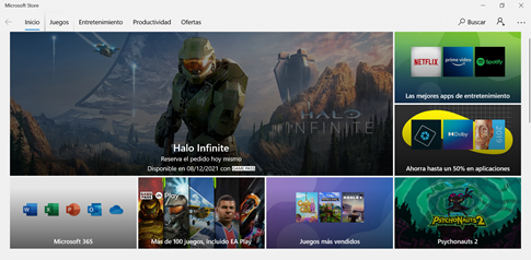 Imagen explicativa de la activaci&oacute;n las actualizaciones autom&aacute;ticas en Windows 10. Vista de la interfaz de Microsoft Store.