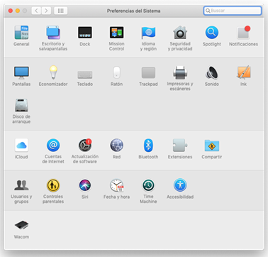 MAC OSXen segurtasun-kopia bat egiteko urratsetako baten irudia, sakatu "Time Machine" aukera.