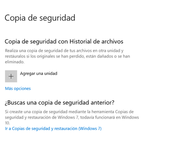Imagen con el mensaje del sistema operativo para hacer una copia de seguridad en Windows.