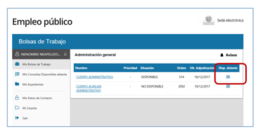 disponibles por delante