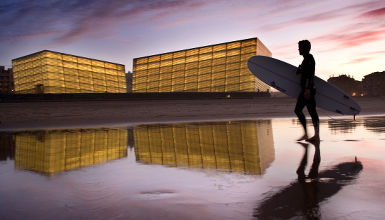 A surfer and the Kursaal
