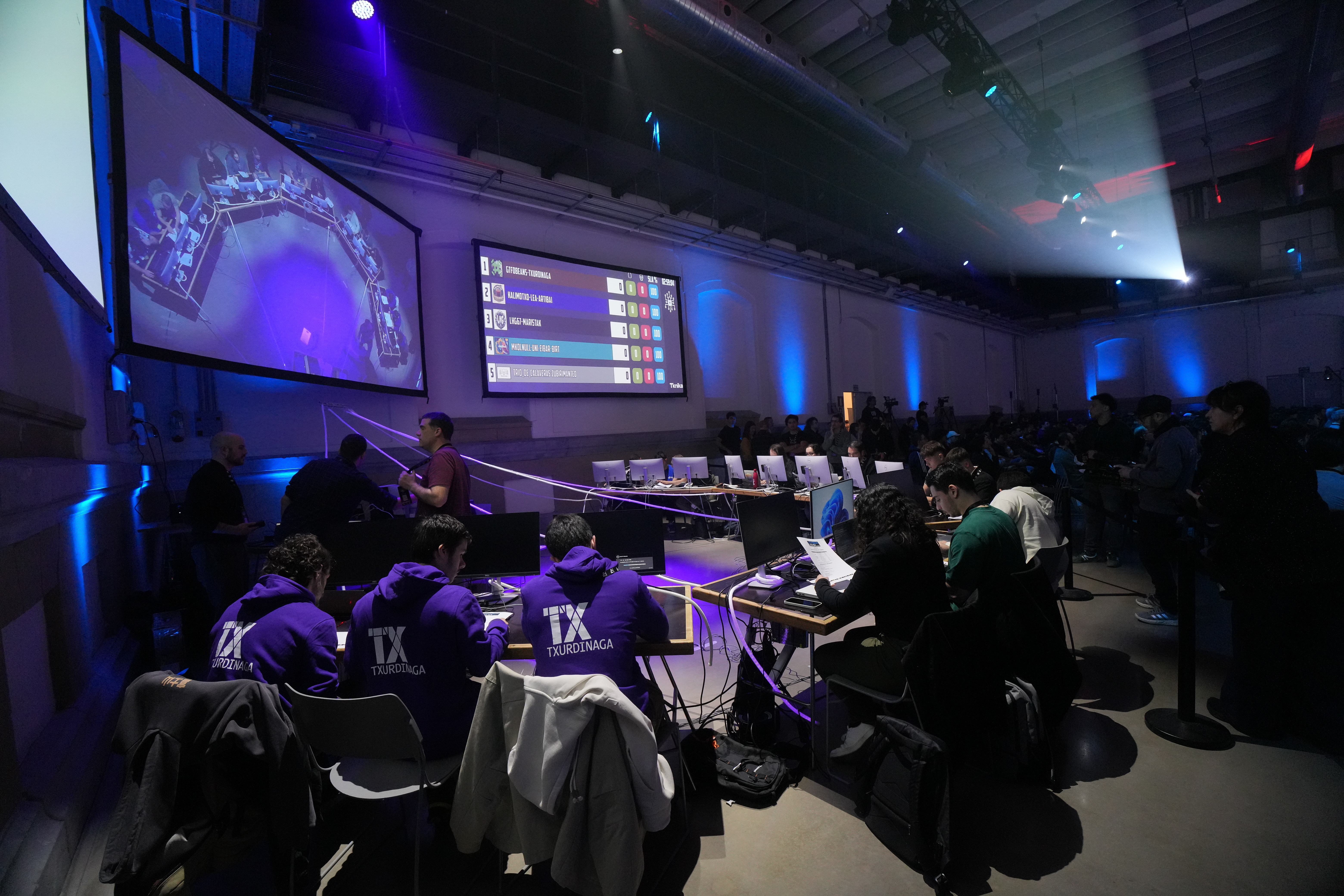 Bost talde finalistak CTF egiten ari ziren zonaldearen irudia.