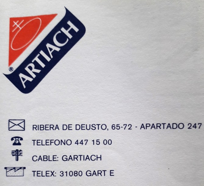 Membrete de Galletas Artiach, 1984. Archivo Depósito de Patrimonio Industrial Mueble (Dto. Cultura del Gobierno Vasco).