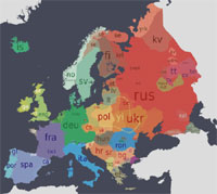 Mapa de la lenguas de Europa