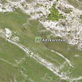 Vista satélite del dolmen de Aizkorritxo