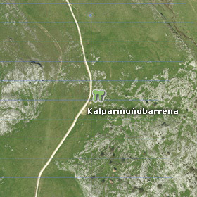 Vista satélite del dolmen de Kalparmuñobarrena