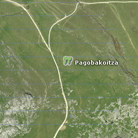 Vista satélite del dolmen de Pagobakoitza