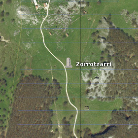 Vista satélite del menhir de Zorrotzarri
