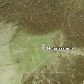 Vista satélite del menhir de Mugarriaundi