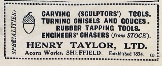 Publicidad de la fábrica de herramientas británica Henry Taylor, en Sheffield (1919). Fuente: gracesguide.co.uk