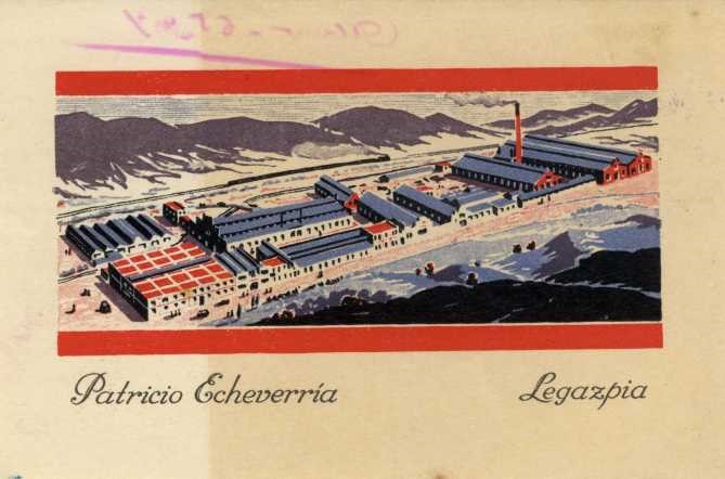 Tarjeta postal de la fábrica Patricio Echeverría en Legazpi. / Fuente: www.guregipuzkoa.eus