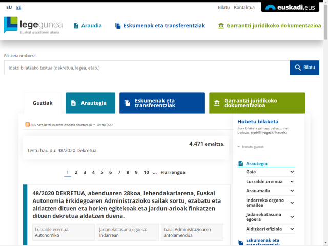 Bilaketa orokorraren emaitzak