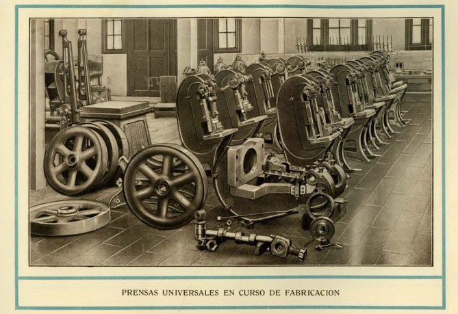 Estanpazio-makinen irudia Talleres de Guernica enpresaren katalogoan (ca. 1920)