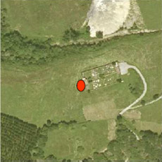 Ortofoto Servicio Catastro Diputaci�n Foral de Guip�zcoa con indicaci�n del lugar de la fosa.