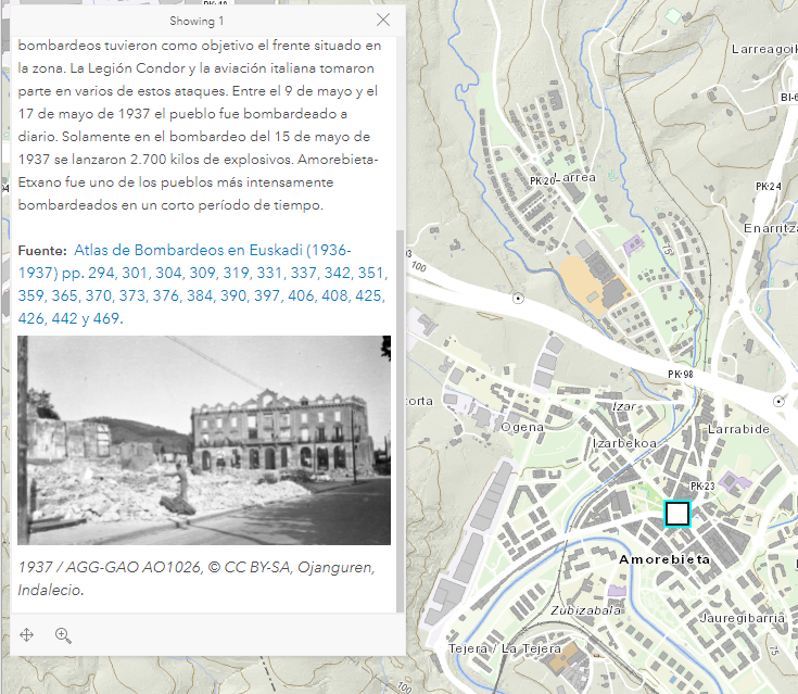 Mapa geolocalizado de bombardeos