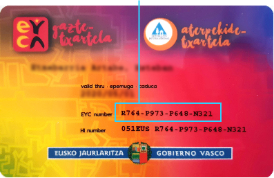N&uacute;mero EYC de la Gazte-txartela