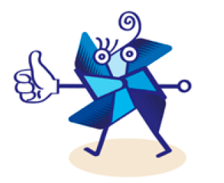 Personaje animado con pulgar arriba