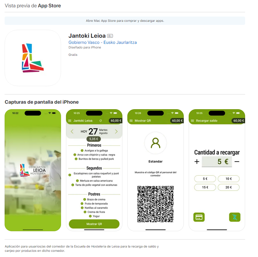 Pantalla de la aplicaci&oacute;n de Apple Store