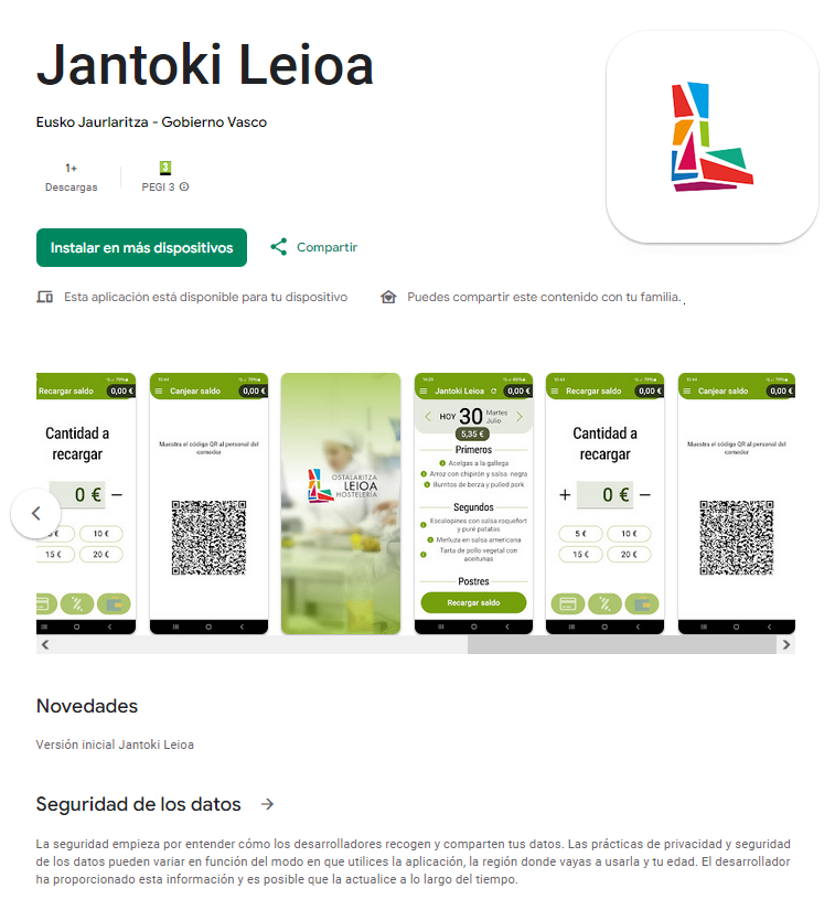 Pantlla de la aplicaci&oacute;n de Google Play