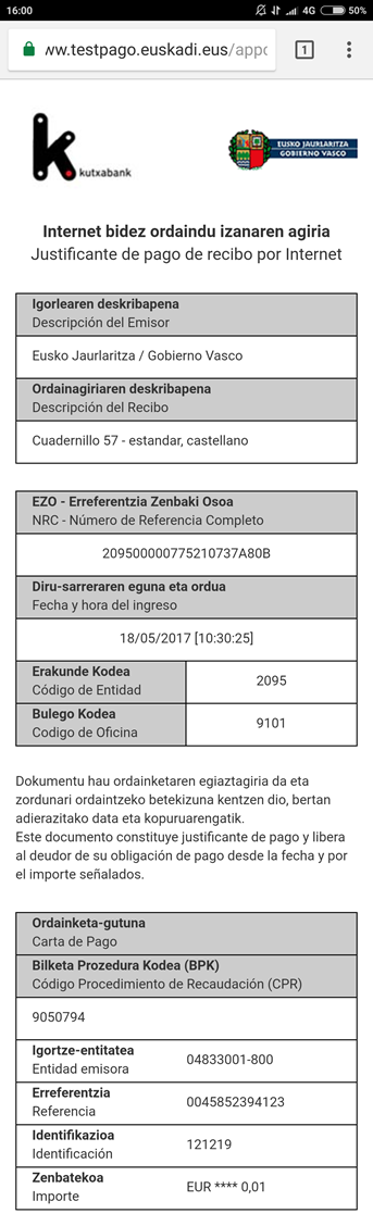 Ejemplo pantallas pago Responsive