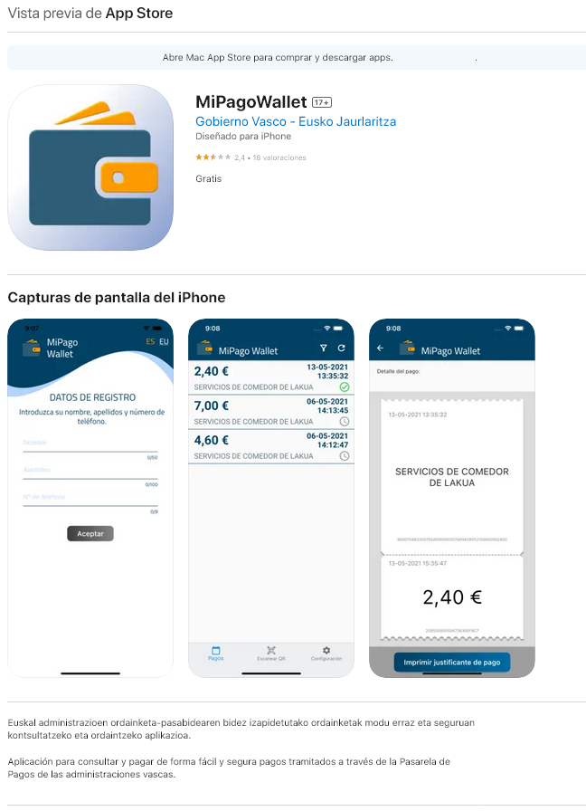 Pantlla de la aplicaci&oacute;n de Apple Store