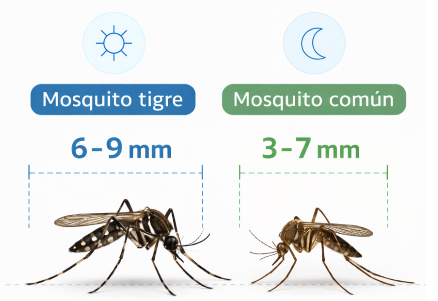 Tama&ntilde;o mosquito tigre