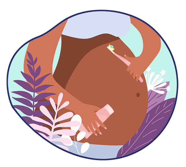 Mujer embarazada con cepillo de dientes